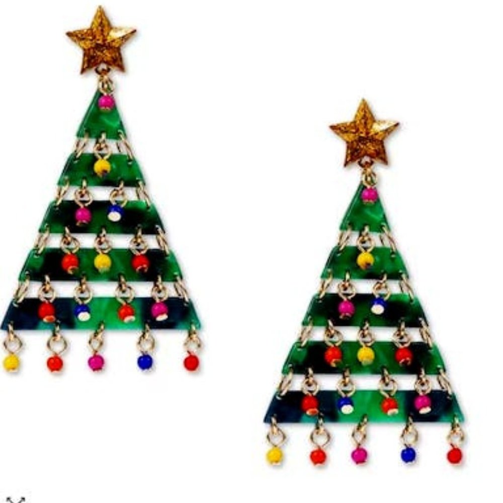 Holiday Lane Shaky Bead Decorated Tree Drop Earrings